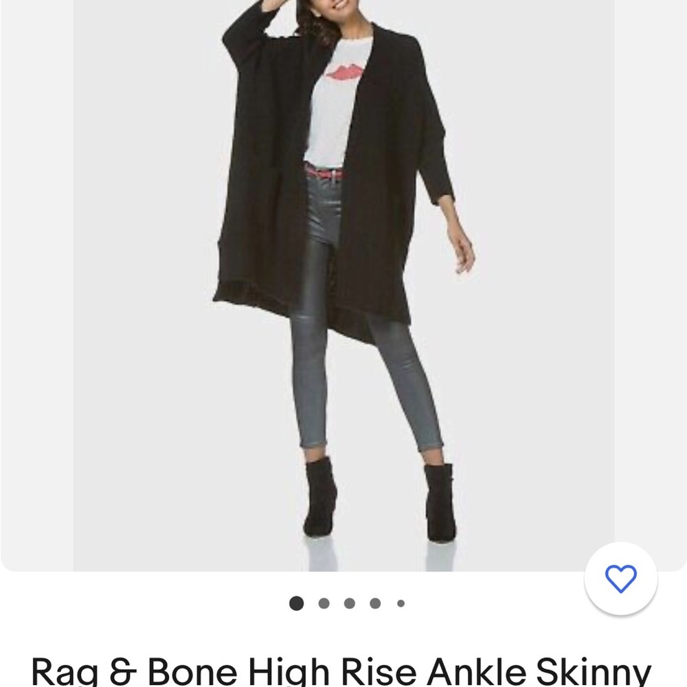 rag & bone high rise ankle skinny jeans in Gunmetal. Size 24. NWT